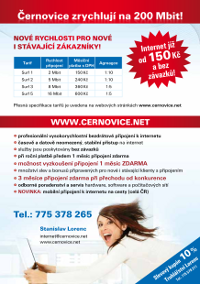 Přední strana nabídkového letáku pro Černovicko v rodinných domech