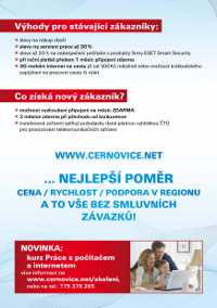 Přední strana nabídkového letáku pro Černovicko v rodinných domech